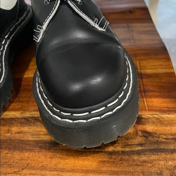 Dr Martens 1461 BEX SMOOTH CONTRAST LEATHER OXFORD BLACK WHITE SHOES 7 M / 8 W - Picture 6 of 13